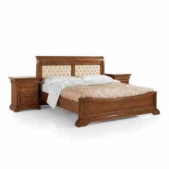Schlafzimmer Komplett Bett 2x Nachttische Set Luxus Möbel 3tlg. Braun