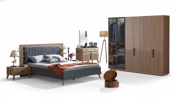 Schlafzimmer Komplett Schlafset Set Garderobe Bett Kleiderschrank 5tlg