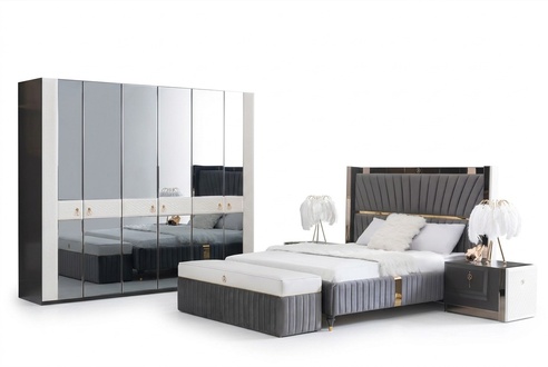 Schlafzimmer Komplett Set Bett Nachttisch Hocker 5tlg Design Holz Möbel Sets Neu