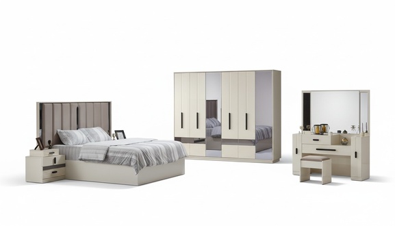 Schlafzimmer Set 5tlg Moderne Design Komplett Möbel Bett Luxus Kleiderschrank