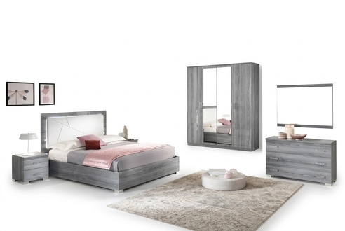 Schlafzimmer Set Bett 2xNachttisch Kommode Spiegel Kleiderschrank 6tlg.