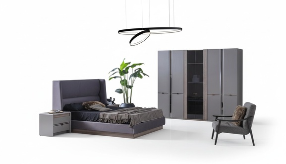 Schlafzimmer Set Bett Kleiderschränke Schrank Betten 2x Nachttische 4tlg.