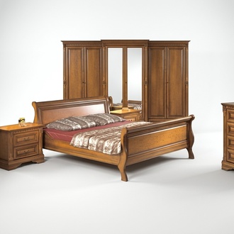 Schlafzimmer Set Bett Komplett 2x Nachttische Luxuriöses Kleiderschrank