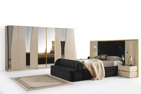 Schlafzimmer Set Komplettes Zimmer Holz Bett Nachttische Möbel Schrank 5tlg.