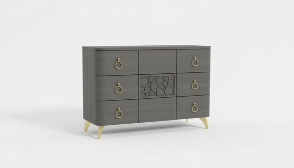 Schlafzimmer Set Luxus Bett 2x Nachttische Design grau 3tlg Kommode