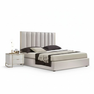 Schlafzimmer Set Luxus Bett 2x Nachttische Design weiß 3tlg Modern