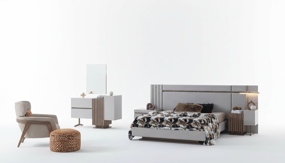 Schlafzimmer Set Luxus Komplettes Bett +2x Nachttische 3tlg. Modern Set Neu