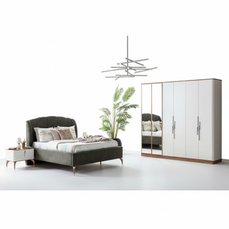 Schlafzimmer Set Luxus Komplettes Bett 2x Nachttisch Kleiderschrank