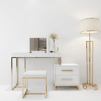 Schmink Tisch Schlaf Zimmer Holz Spiegel + Kommode Side Board