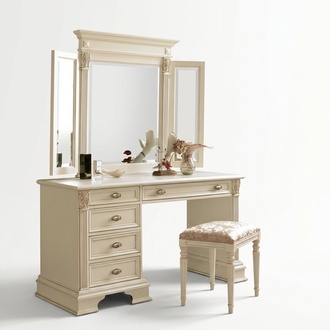 Schminktisch Spiegel Hocker Komplett Set Kommode Schlafzimmer Neu 3tlg.