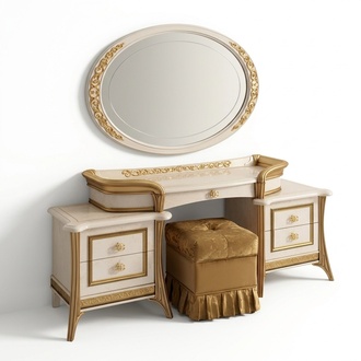 Schminktisch Spiegel Hocker Komplett Set Kommode Schlafzimmer Neu 3tlg. Konsole