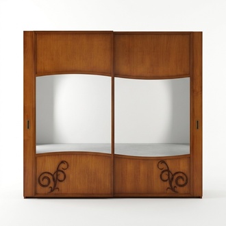 Schrank Kleiderschrank mit Schiebetüren Schlafzimmer Wand Schränke Holz Spiegel