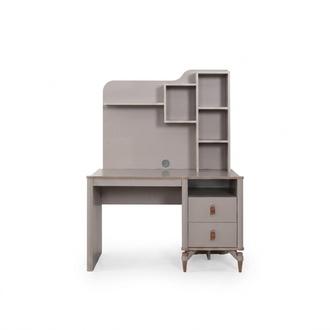 Schreibtisch Bürotisch Computertisch Beige Büromöbel Holz Tisch Regale
