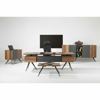 Schreibtisch Couchtisch Sideboard Büroassistentin Dunkles Holz Arbeitszimmer