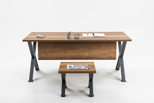 Schreibtisch Holztisch MetallBeine X-Tischbeine Bürotisch Arbeitstisch