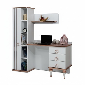 Schreibtisch Modern Design Weiß Regale Schubladen Elegante Akzente Kinderzimmer