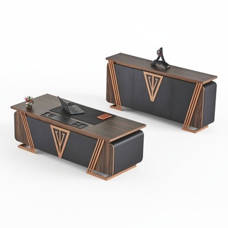 Schreibtisch Sideboard Arbeitszimmer-Set Bürotisch Stauraum Modern Holz