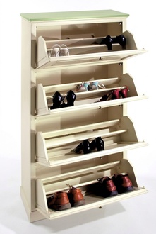 Schuhschrank 4 Fach Kommode Holz Massive Möbel Schuhkipper Schuhregal Regal Neu