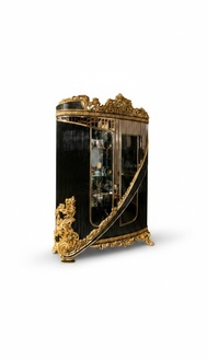Schwarze Holz-Glas Vitrine im modernen Design robust und stilvoll