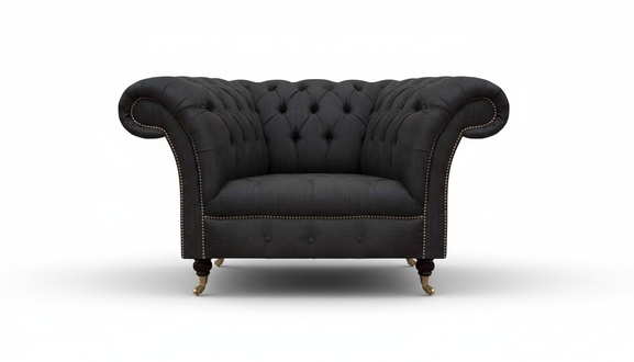 Schwarzer Chesterfield Sessel Designer Sitzmöbel Luxuriöser Einsitzer