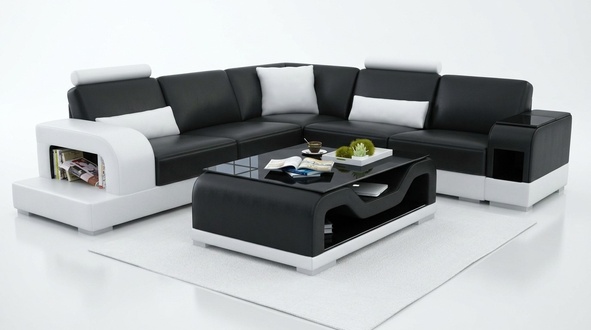 Schwarzer Couchtisch Glastisch Sofa Beistell Moderner Tisch Gepolsterte