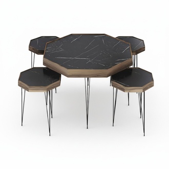 Design Beistelltisch Set in Schwarz mit Metallbeinen