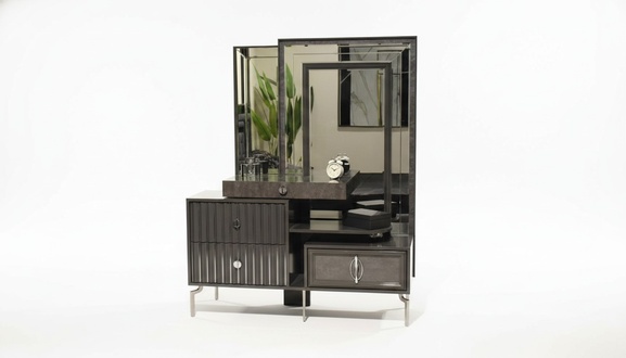 Schwarzer Schminktisch Luxus Holz Konsole Designer Schlafzimmer Möbel