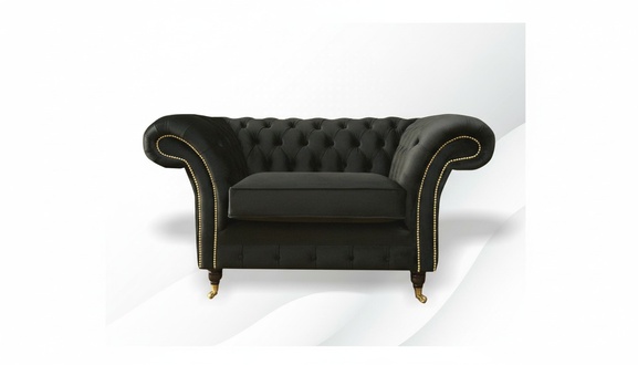 Schwarzer Sessel Chesterfield Textil Wohnzimmer Einsitzer Sofa Couch