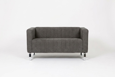 Schwarzer Zweisitzer Arbeitszimmermöbel Graue Luxus Couch Textilmöbel