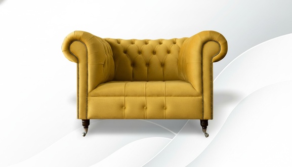 Sessel Chesterfield Design Stoff Couch 1 Sitzer Polster Sofas Lounge Samt Neu