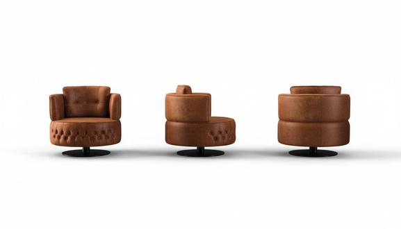 Sessel Chesterfield Ohrensessel Kunstleder Wohnzimmer Polyester Braun