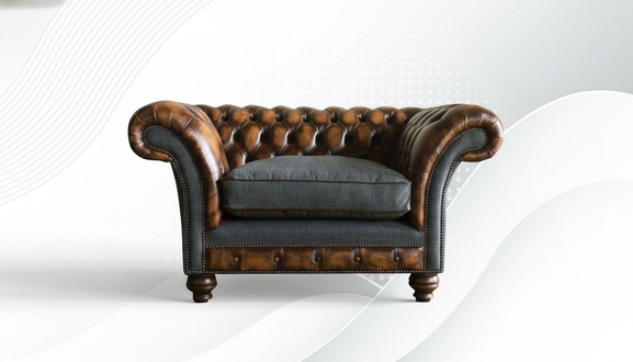 Sessel Couch Polster Sofa Textil Chesterfield Couchen 1 Sitzer Einsitzer