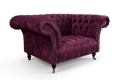 Sessel Couch Polster Sofa Textil Chesterfield Couchen 1,5 Sitzer Bordaux