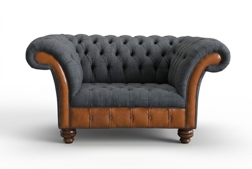 Sessel Couch Polster Sofa Textil Chesterfield Couchen 1,5 Sitzer Einsitzer