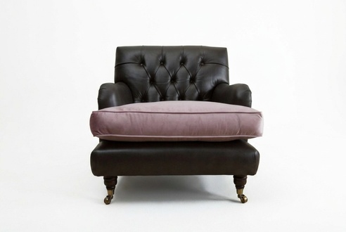 Sessel Fernseh Sitz Club Lounge Textil Leder Edler Design Chesterfield Polster