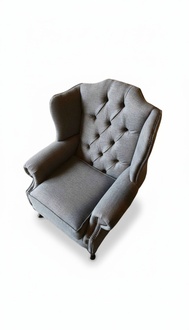 Sessel Ohrensessel Stoff Grau Wohnzimmer Polyester 1 Sitzer Modern