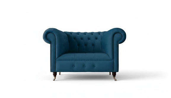 Sessel Polster Sofa Textil Chesterfield Couchen 1 Sitzer Einsitzer Blau