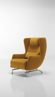 Sessel Sitz Einsitzer Design Gelb Polster Wohnzimmer Möbel Ohrensessel Prianera
