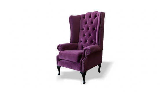 Sessel Violett Chesterfield Stoff Wohnzimmer Design Polster Neu Textil Luxus