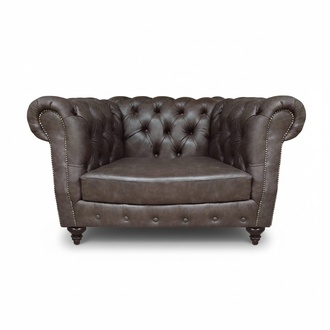 Sessel Wohnzimmer Braun Einrichtung Couch Polstermöbel Leder Sitz Chesterfield