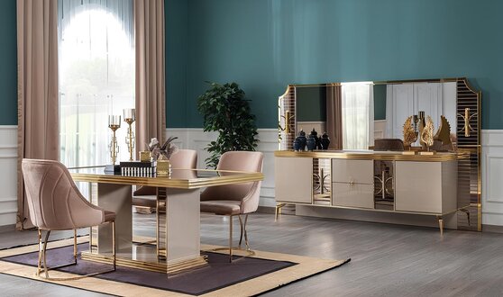 Esszimmer SetTisch 6x Stühle Anrichte mit Spiegel Garnitur Möbel Sofort