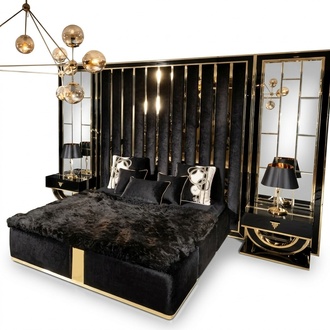 Set 3tlg Bett Nachttische Moden Schlafzimmer Erwachsene Beige Möbel Betten