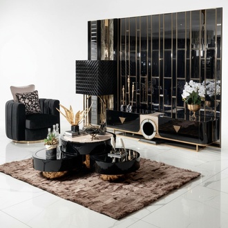 Set 3tlg Couchtisch Sideboard Vitrine Wohnzimmer Bequemlichkeit Holz Design