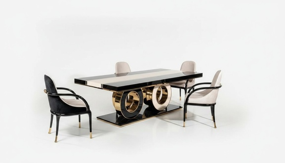 Set Esstisch Stühle Vitrine Wohnzimmer Luxus Essgruppe Garnitur Essgruppe 6 tlg