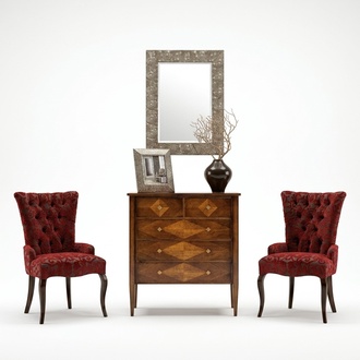Set Kommode Spiegel Kommoden Holz Art déco Luxus Design Wohnzimmer Garnitur 4tlg