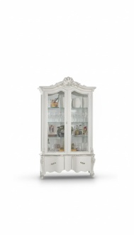 Showcase Italienische Wohnzimmermöbel Schrank Weißes Glas Vitrinen Vitrine