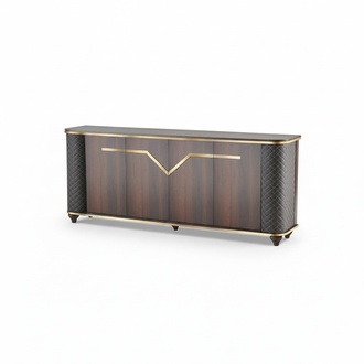 Sideboard Braun Schwarz Zweifarbig Modern Türen Arbeitszimmer Rechteck