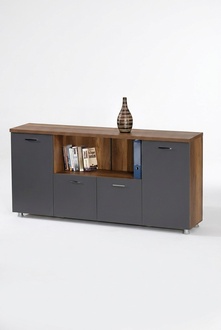 Sideboard Kommode Anrichte Büroschrank Beistellschrank Holz Grau-Braun