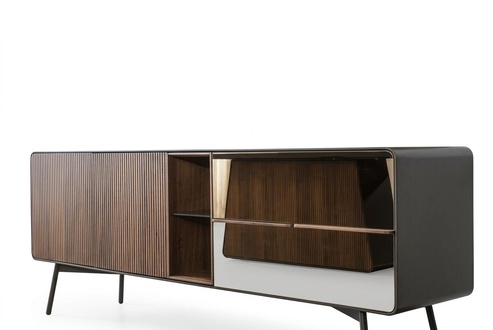 Sideboard Kommode Anrichte Spiegel Holz Modern Braun Set Garnitur