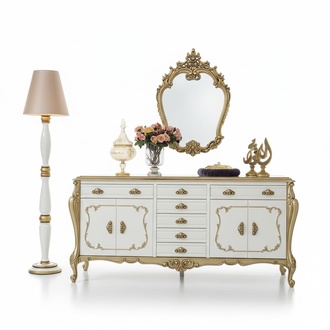 Sideboard Kommoden Anrichte Schrank Garnitur Set 2tlg Kommode Spiegel
